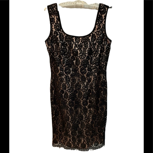 Donna Ricco Dresses & Skirts - Donna Rico Black Lace Dress w/ Champagne Colored Underneath and Exquisite Detail